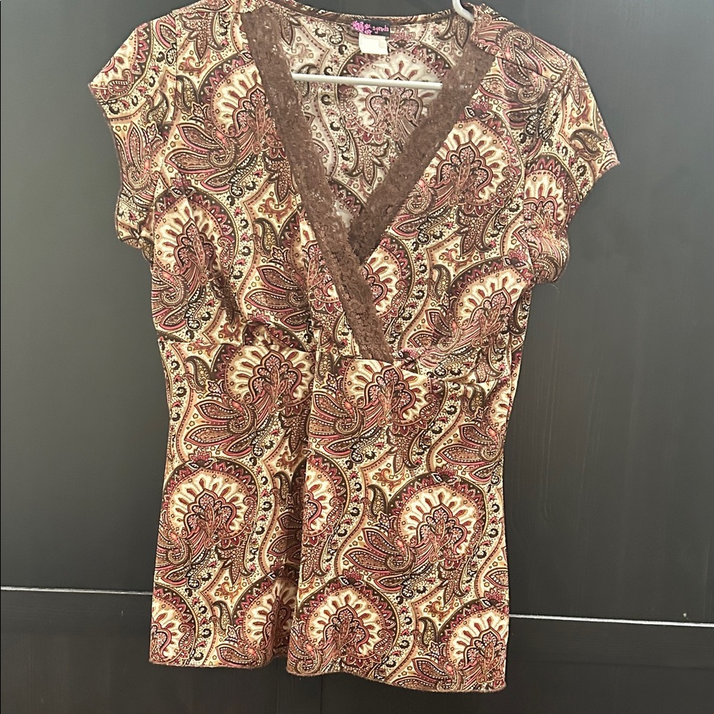 Agenda Brown Paisley Top